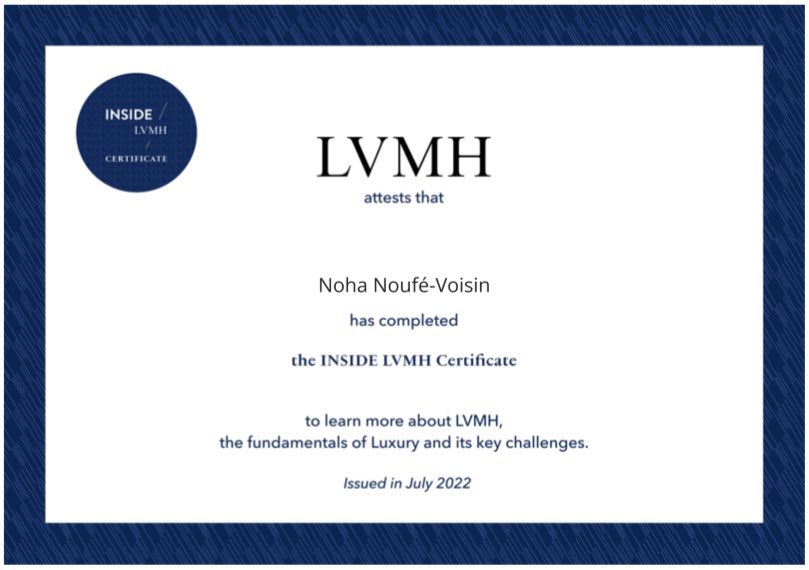 n0ha_nfe's tweet photo. Repartir avec la certification #InsideLVMH en poche 📃 https://t.co/KN6yHNOlFd