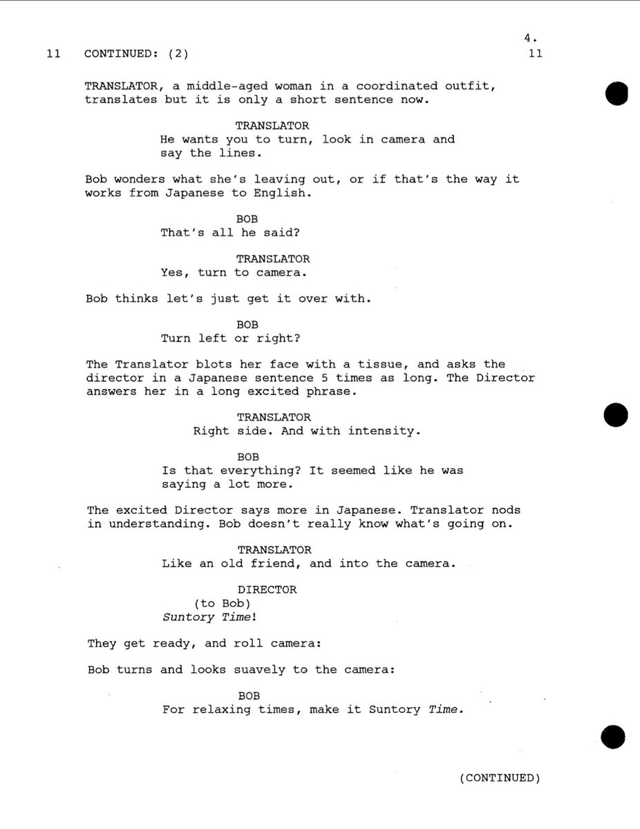 One_PerfectPage's tweet image. Lost in Translation (2003) by Sofia Coppola

Draft dated 9/2/02, Page 4