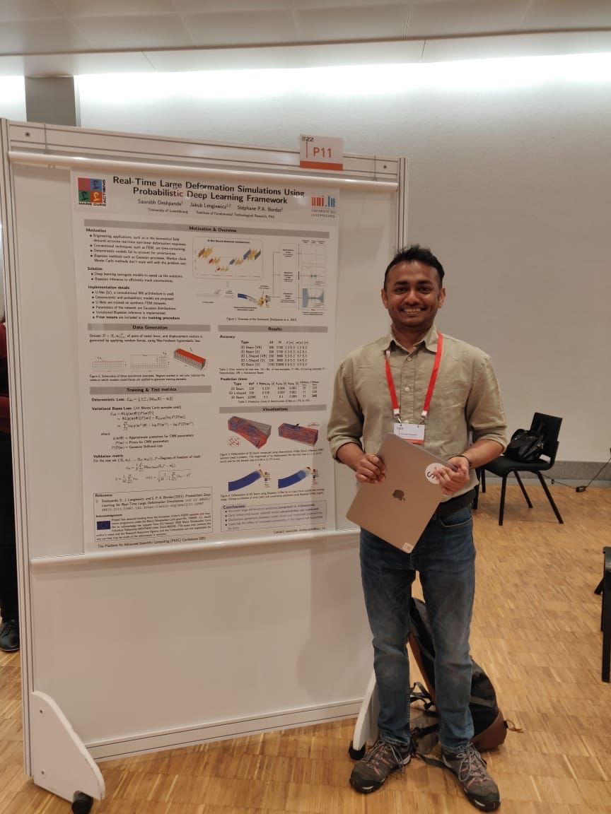 Our ESR <a href="/Saurabh1715/">Saurabh Deshpande</a> presented his work on real-time large deformation simulations at the Platform for Advanced Scientific Computing Conference, in Basel <a href="/PASC_Conference/">PASC26</a>.  A Computer Methods in Applied Mechanics and Engineering publication to be out soon 🎉 <a href="/stephanebordas/">Stéphane P.A. Bordas Fellow Learned Soc. of Wales</a>
