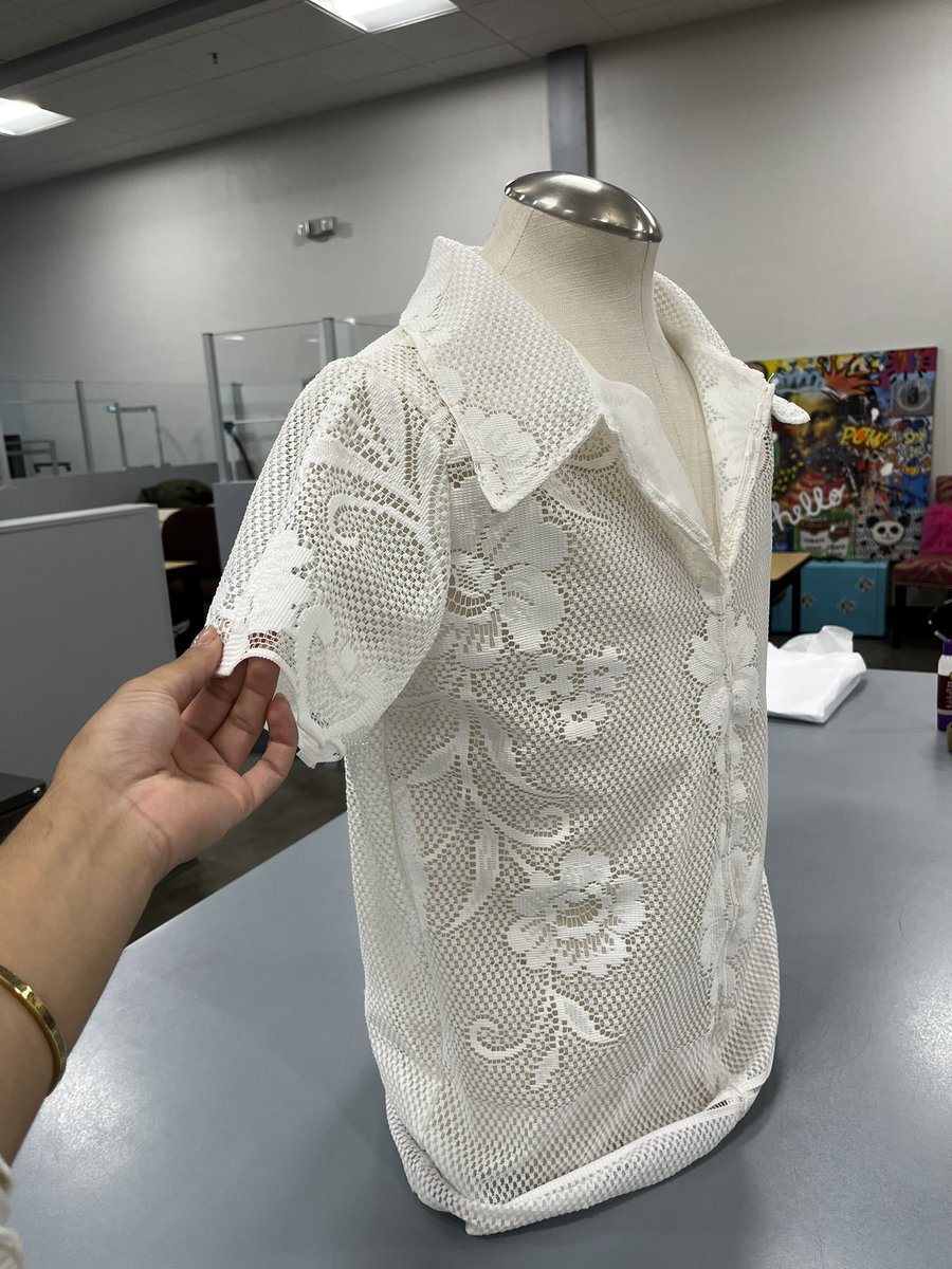 tejanico's tweet photo. Finished this shirt I made out of recycled curtains 

(ignore the threads, also it hasn’t been pressed) https://t.co/J76HD3D5Q2