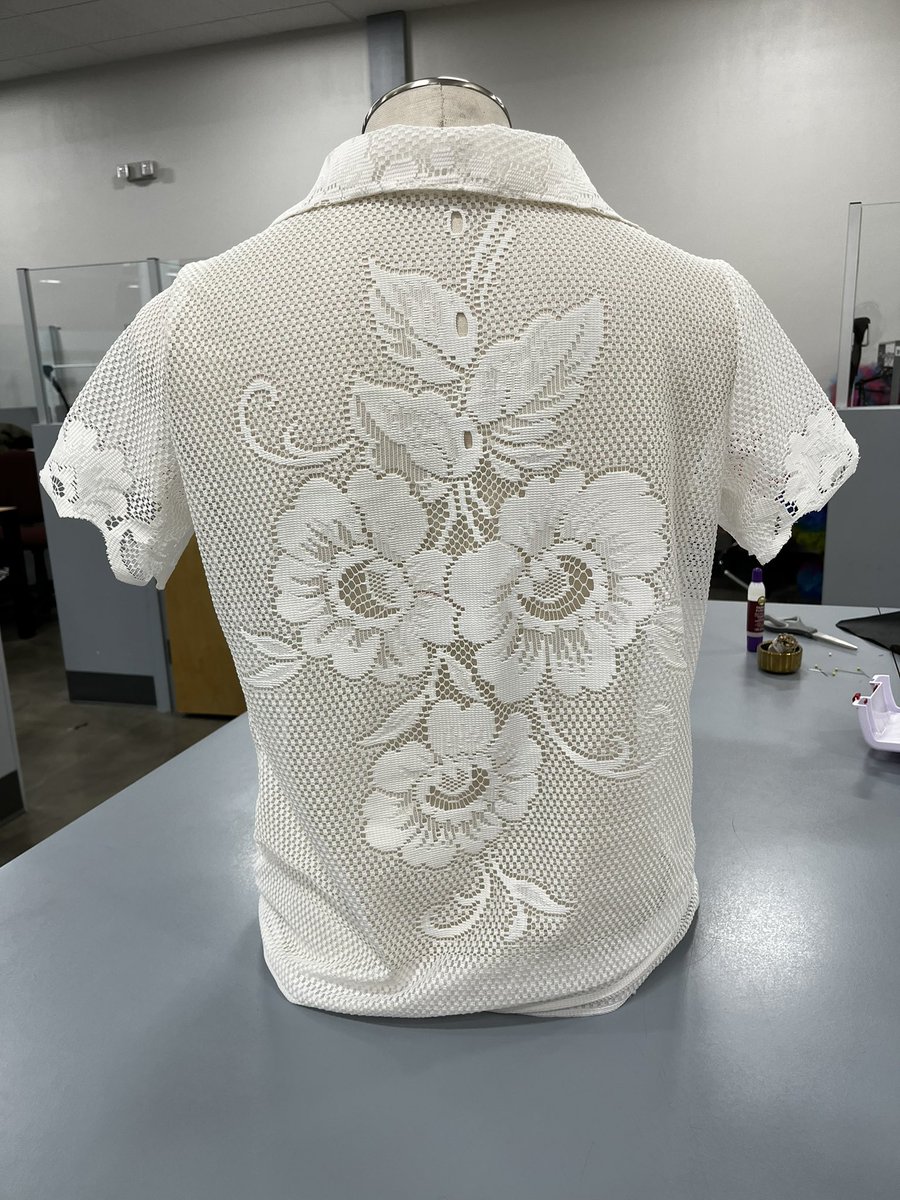 tejanico's tweet photo. Finished this shirt I made out of recycled curtains 

(ignore the threads, also it hasn’t been pressed) https://t.co/J76HD3D5Q2