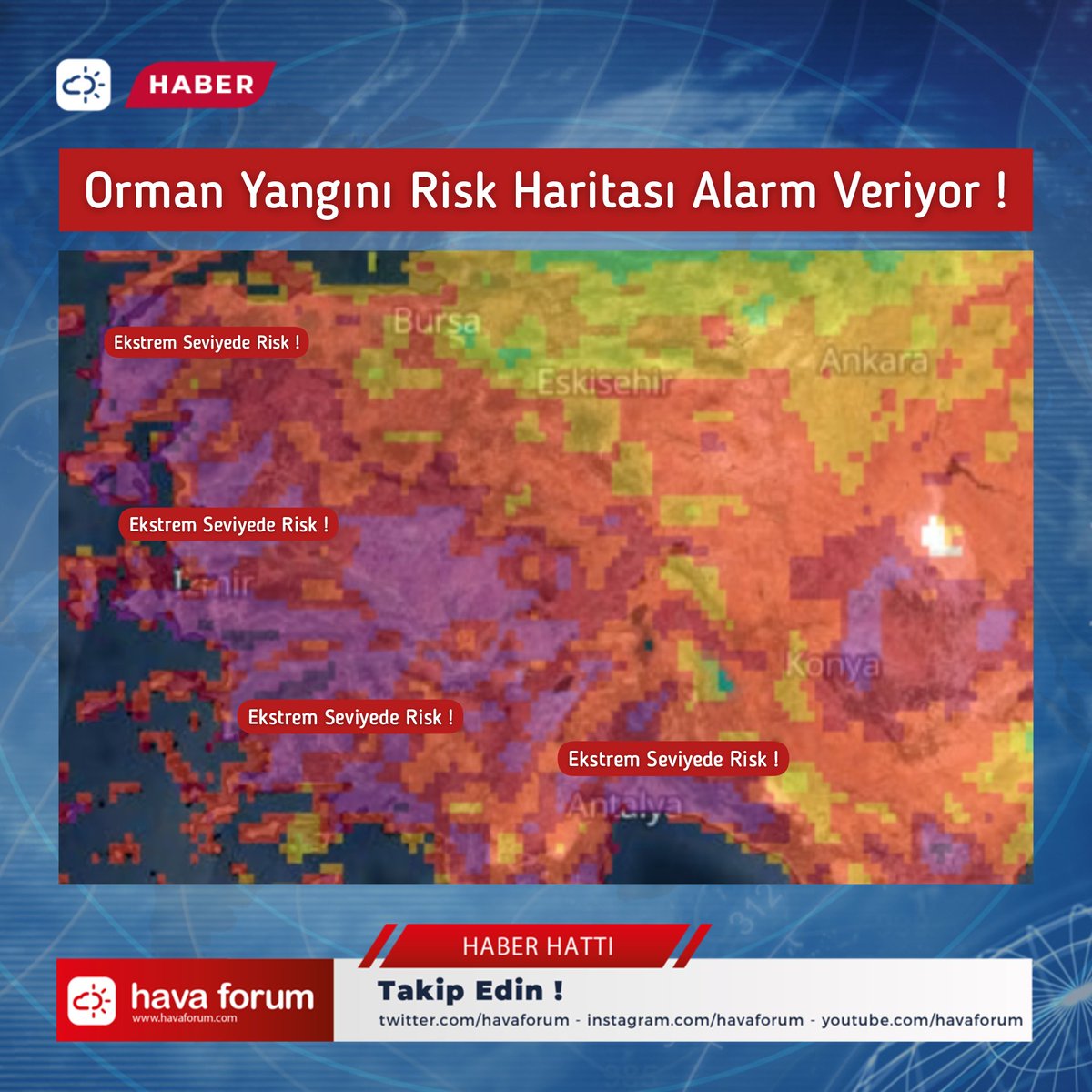Kritik Uyarı: ⚠️🔥Pazar, Pazartesi ve Salı günleri Ege ve Akdeniz'de sıcaklıklar 40 derecelere dayanıyor. Hava adeta yanacak. Rüzgar da kuvvetli. Orman yangını ve yayılması için şartlar çok tehlikeli seviyede. Tedbirli ve dikkatli olmalıyız. 3 gün çok önemli !