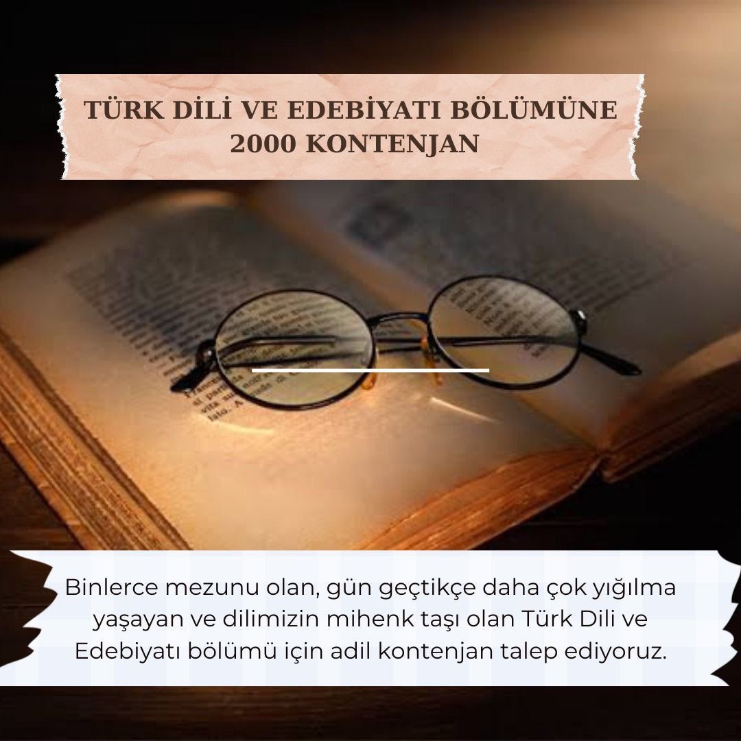 Tük Dili ve Edebiyatı'nın önemi gün geçtikçe daha iyi anlaşılıyor. Maalesef hak ettiği değeri ve atamayı alamıyor. Dilini, tarihini bilen, anlayan nesiller yetiştirebilmek ve 
millet bilincini geliştirebilmek için 
#EdebiyatınHakki2Bin
<a href="/tcmeb/">Millî Eğitim Bakanlığı</a>
<a href="/RTErdogan/">Recep Tayyip Erdoğan</a> 
<a href="/mebpgm/">Personel Genel Müdürlüğü</a> <a href="/fehmirasimcelik/">Fehmi Rasim Çelik</a>