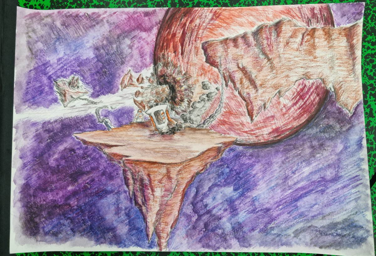 TedNeeTed's tweet photo. I uhh finished this like a week ago for school. Always had Doom Eternal's Mars Core ambience in my head as I was drawing it... The calm, mysterious part. https://t.co/YuGhzNwryz