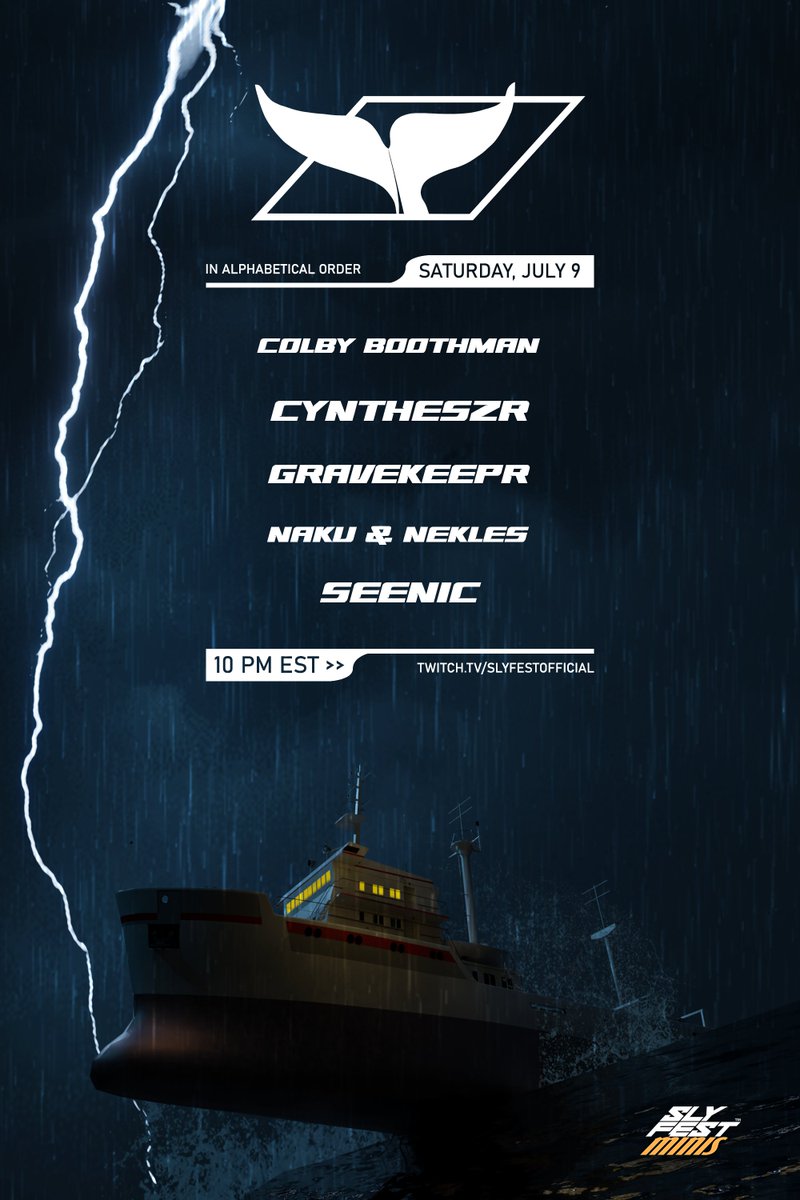 Stormy skies and bad weather ahead. Is Sly alive or is he dead? #SlyFestMINIS ⚓️

Ft.
10:00 PM - <a href="/cyntheszr/">CYNTHESZR</a> 
10:50 PM - <a href="/grave_keepr/">gravekeepr.bsky.social</a> 
11:40 PM - <a href="/ColbyBoothman/">Colby Boothman</a> 
12:40 AM - <a href="/im_naku/">naku</a> &amp; @neklespog2 
1:30 AM  - @Seenicdzn 

slyfest.com/minis
