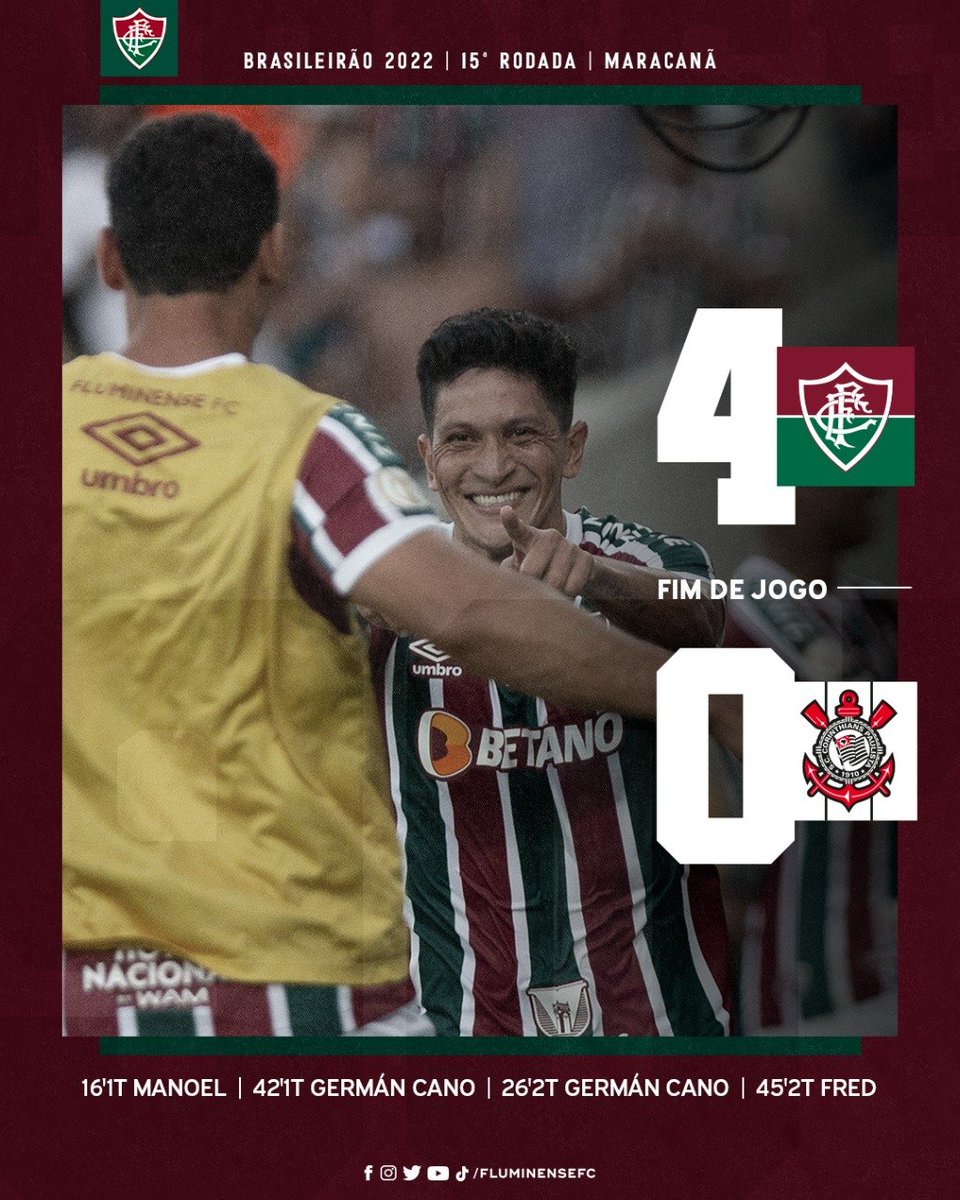 FluminenseFC's tweet photo. VEEEEEEEEEEEEEEEENCE O FLUMINENSE! É GOLEADA DO #TIMEDEGUERREIROS NO MARACANÃ COM DIREITO A GOL DO FRED NO PENÚLTIMO JOGO DO ÍDOLO! QUE VITÓRIA! NEEEEEEEENSE! https://t.co/GtpLK7UNmg