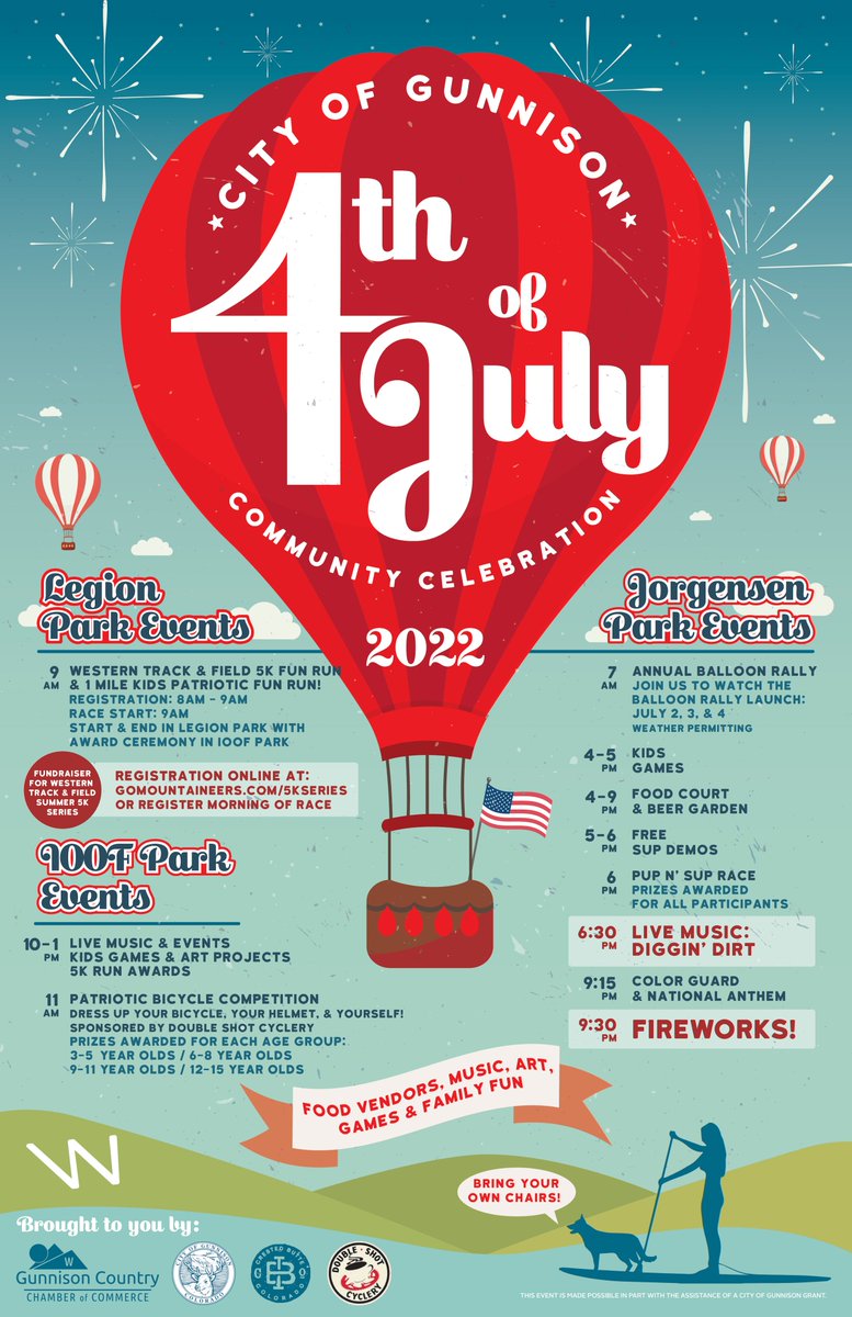 Don't miss out on the 4th of July festivities happening in Gunnison this Monday! Hope to see you out there! 🎆🎇