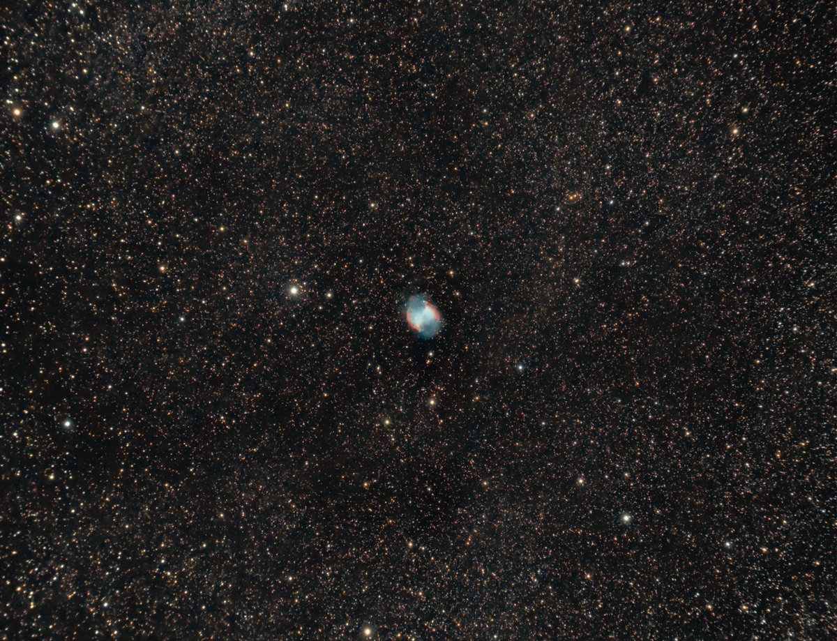 jzhnutz's tweet photo. Dumbbell Nebula - M27 - first time on this target, done while testing running two mounts / telescopes at once. Only got an hour on it but I thought it was neat! Details in following tweet #astronomy #astrophotography #photography #dumbbellnebula #Nikon #meadeinstruments #m27 https://t.co/9NhmLvaOuF