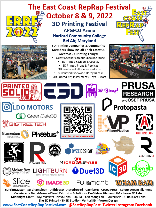 3DPrintopia's tweet photo. Can you believe we are just 98 days away from #ERR2022, neither can we, but we are excited for a great showcase of #RepRap & #3DPrinting!
Can you spot the new sponsors? Welcome @opuloinc @phaetus3D @Fillamentum @VoronDesign #Aditiva3D #OverhangLab!
https://t.co/JtNszJsFTv https://t.co/EfB7eQyaO6