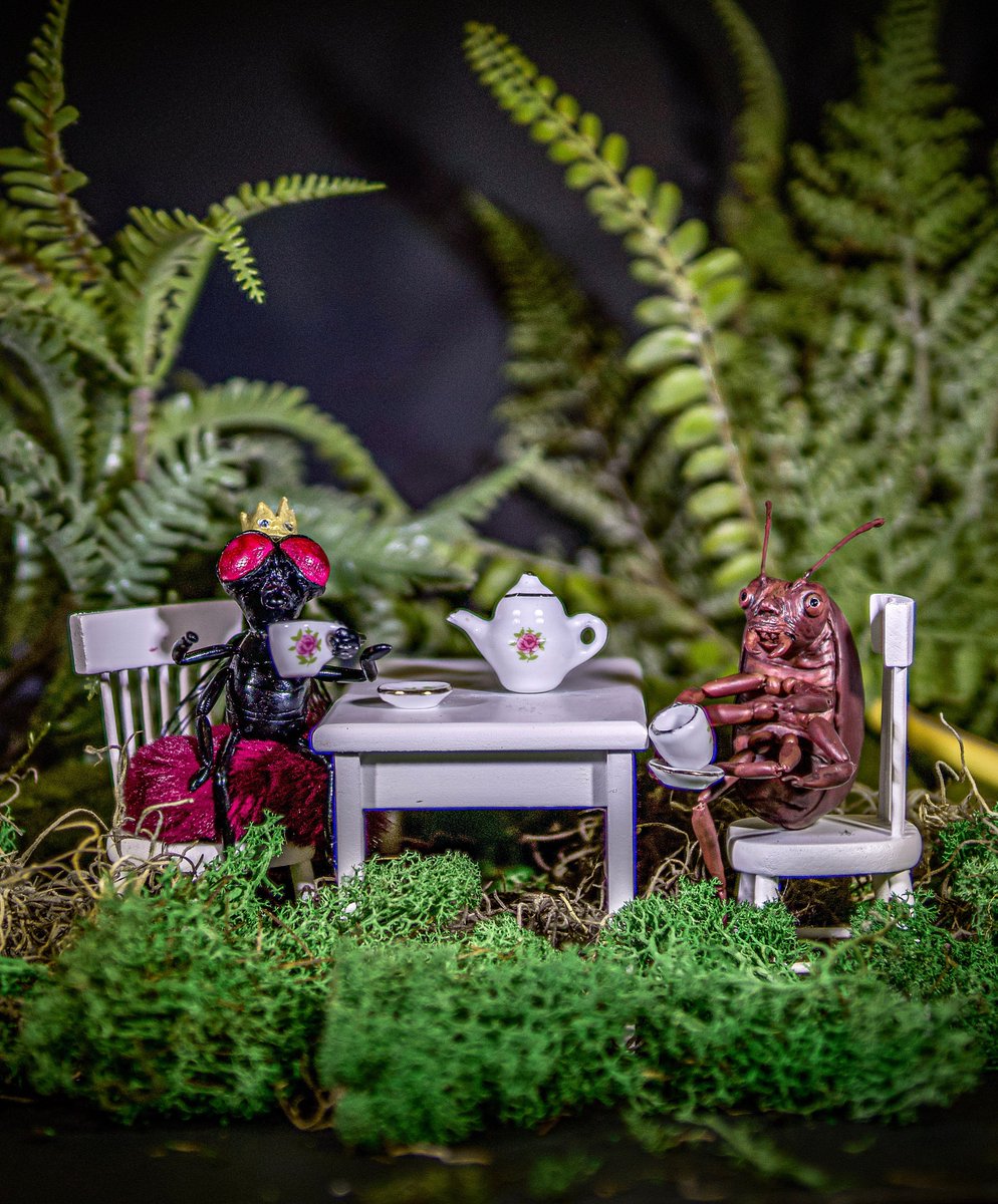 GottaBeCrazy2's tweet photo. #GISH2022 #BookBash #Item69: Kafka’s insect having tea with the Lord of the Flies, complete with a tiny insect crown. #GISH https://t.co/JEkMZkY4YO