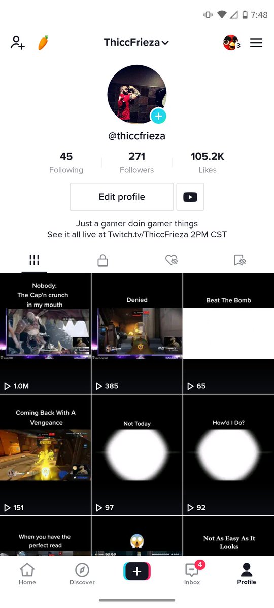 ThiccFrieza's tweet photo. We made it to 1 MILLION VIEWS and over 100K likes all thanks to the capn crunch that fucks my mouth up #Tiktok https://t.co/CxoSsRqVfB