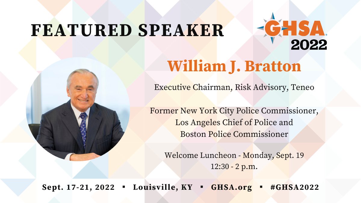 CommissBratton: RT @GHSAHQ: .@CommissBratton, the only person to lead the police departments of America’s two largest cities, will offer his perspective on how to provide equitable, community-based law enforcement at the #GHSA2022 Annual Meeting, Sept. 1…