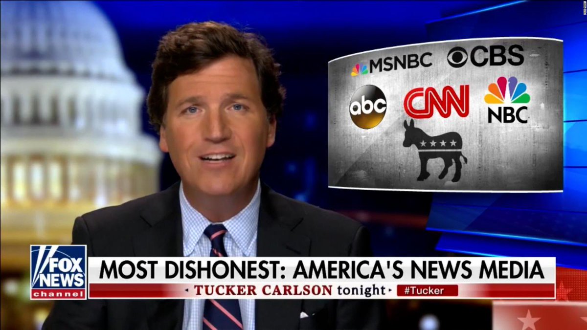 lynn_of_cait's tweet photo. Tucker Carlson is a fascist who wants to reclaim America under Trump 

The only worthwhile thing about him or his show is that he never realizes when the caption is describing him, often producing hilarious results https://t.co/LHR886BLhq