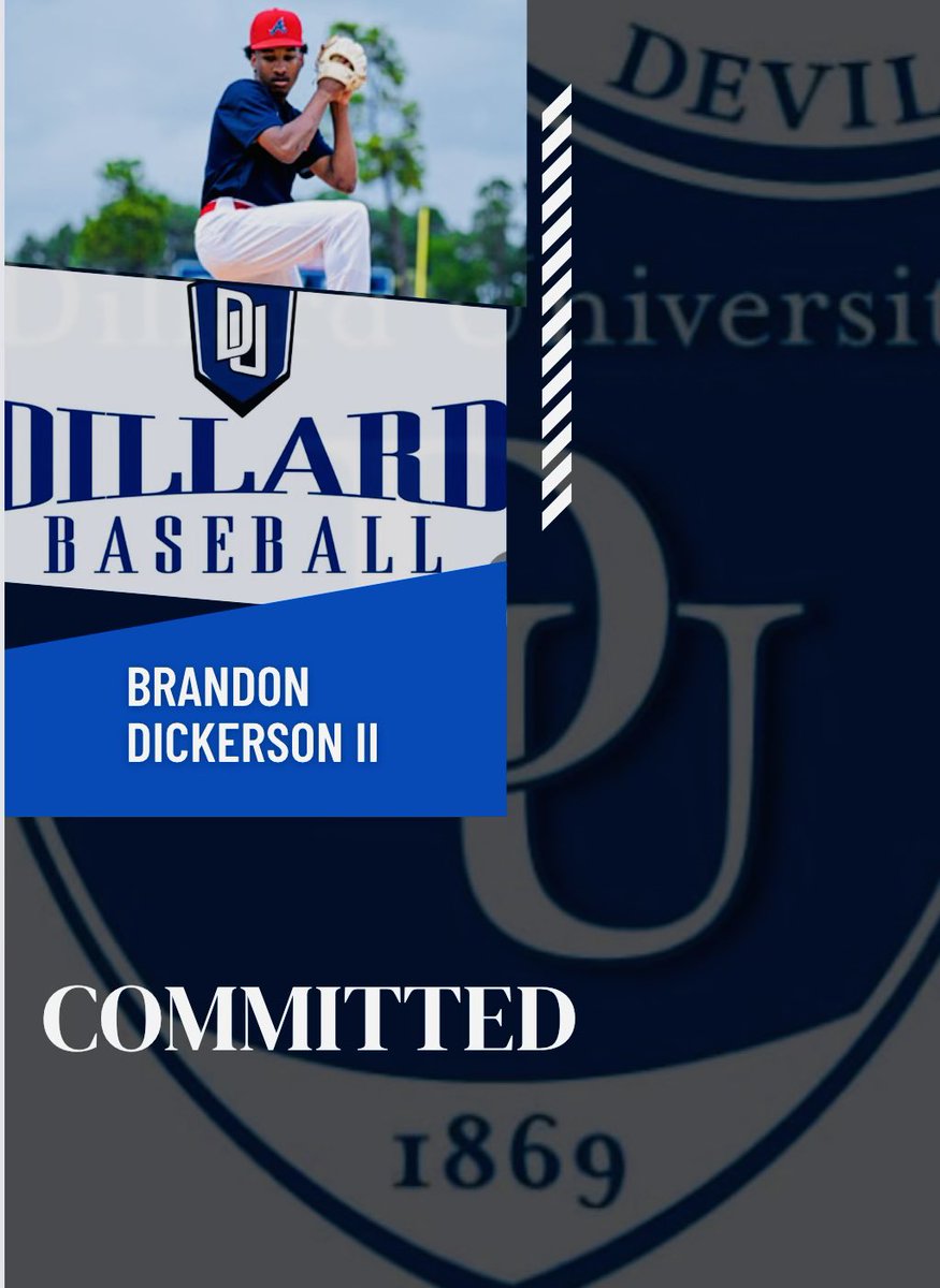 I’m blessed to announce that I’ll be continuing my academic and baseball career at Dillard University.I would like to thank God,my family and coach’s also,thank you <a href="/CoachTGrant42/">Trennis Grant⚾⚾⚾</a> for the opportunity to play at the next level! <a href="/TSU_PVAMUGrad/">Brandon Dickerson</a> <a href="/Courtdhart/">Courtney Dickerson</a> <a href="/BlueprintHoops1/">Blueprint Basketball & BP Elite</a> <a href="/GeauxDU/">Dillard Athletics</a>