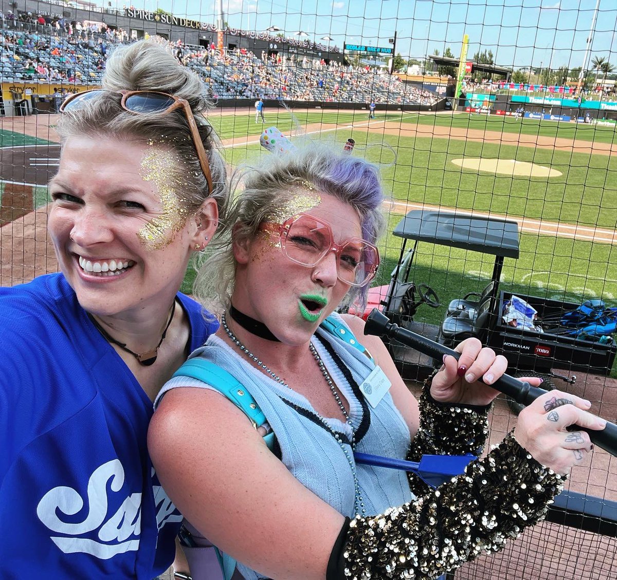 I got my sparkle from @glorydaze_stpsaints !!! ✨💜 And We are coming to you ALLL weekend long at <a href="/StPaulSaints/">St. Paul Saints</a> !!! #glitterbabes #milb #stpaulsaints #baseball #fourthofjuly #saintpaulbaseball #chsfield