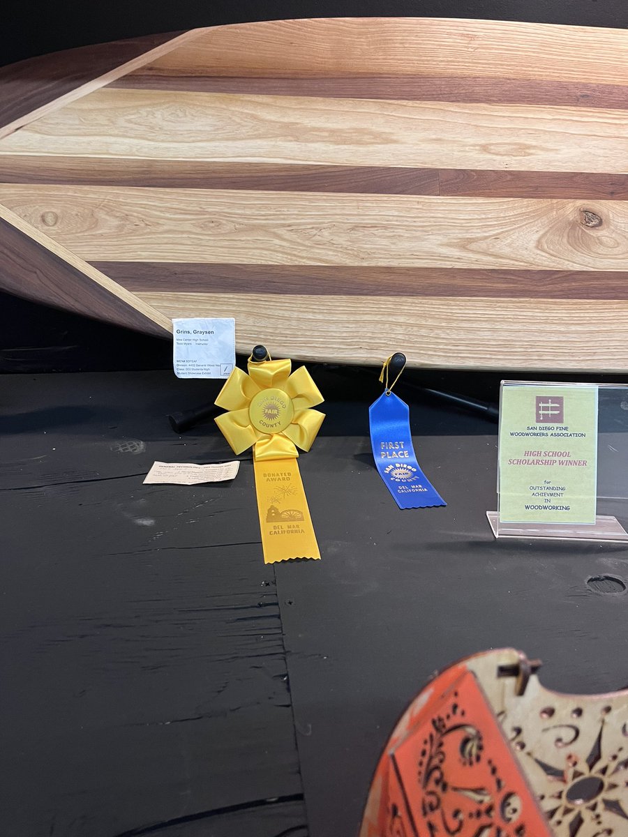 myersatidea1's tweet photo. Award Day at the San Diego fair. Congratulations Grayson and Anthony! Scholarship for word working and cash!#ideacenterhs #GUHSD #CTE https://t.co/G4G8298dLf