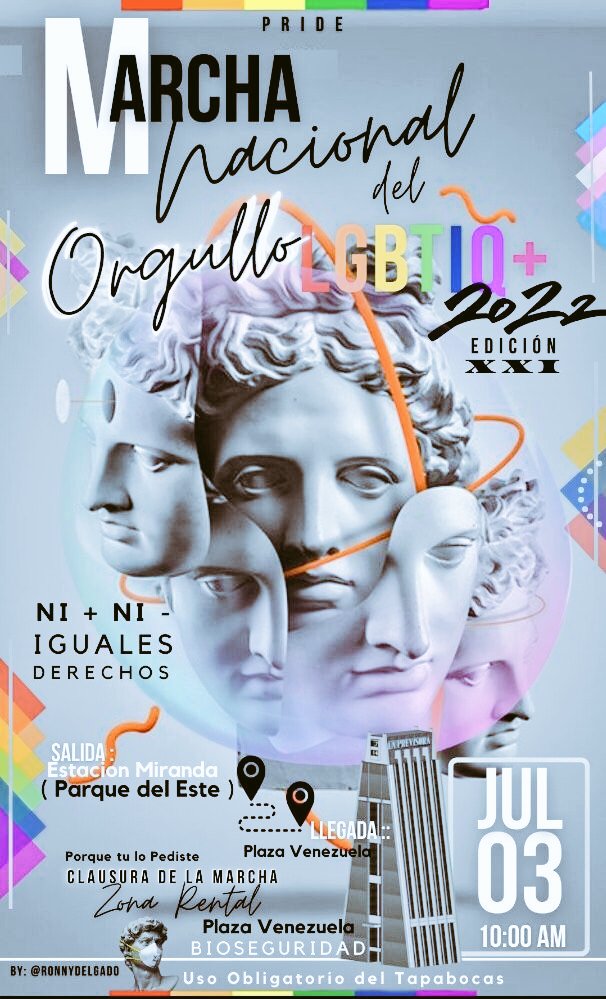 Richelle_ABC's tweet photo. Estamos a unas pocas horas de iniciar una movilización que marcará la historia de los movimientos sociales LGBTI en un antes y un después  en Venezuela 
¿Quieren ver lo que es la unidad en torno a un proyecto y no en torno a una persona? #OrgulloLGBTIQVzla https://t.co/Z5uPlcMMMM
