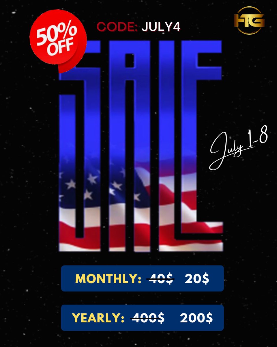 horizontradingg's tweet photo. To Celebrate 🇺🇲** The Day Of Independence**🇺🇸  We Have Decided To Do A **50%** Discount On Monthly And Yearly HTG Subscriptions 
•Use The Code: "**JULY4**" While Checking out 
•This Offer Will Expire On July 8
•🎆 **Best Wishes And Happy Independence Day**!🎆  $SPY $QQQ $TSLA https://t.co/UTQP2RSUAt