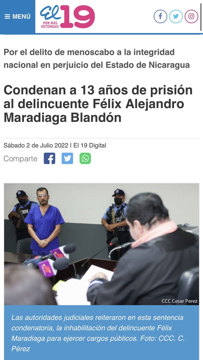 Gracias a Dios el sistema judicial nicaragüense garantiza la seguridad y bienestar de todos. Los criminales deben pagar por sus delitos. Así Nicaragua puede progresar en paz bendita y siempre libre. 🇳🇮