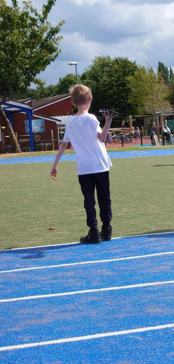 MandieWalters's tweet photo. This is my 9 year old son and I couldn't more prouder of him, than I was this Thursday. He totally pushed his boundaries and took part in the discus at his school's sports day. What you don't see after him running off, is him hiding behind a large plastic cone. #Autistic #Autism https://t.co/Q5PQ4NJBbZ