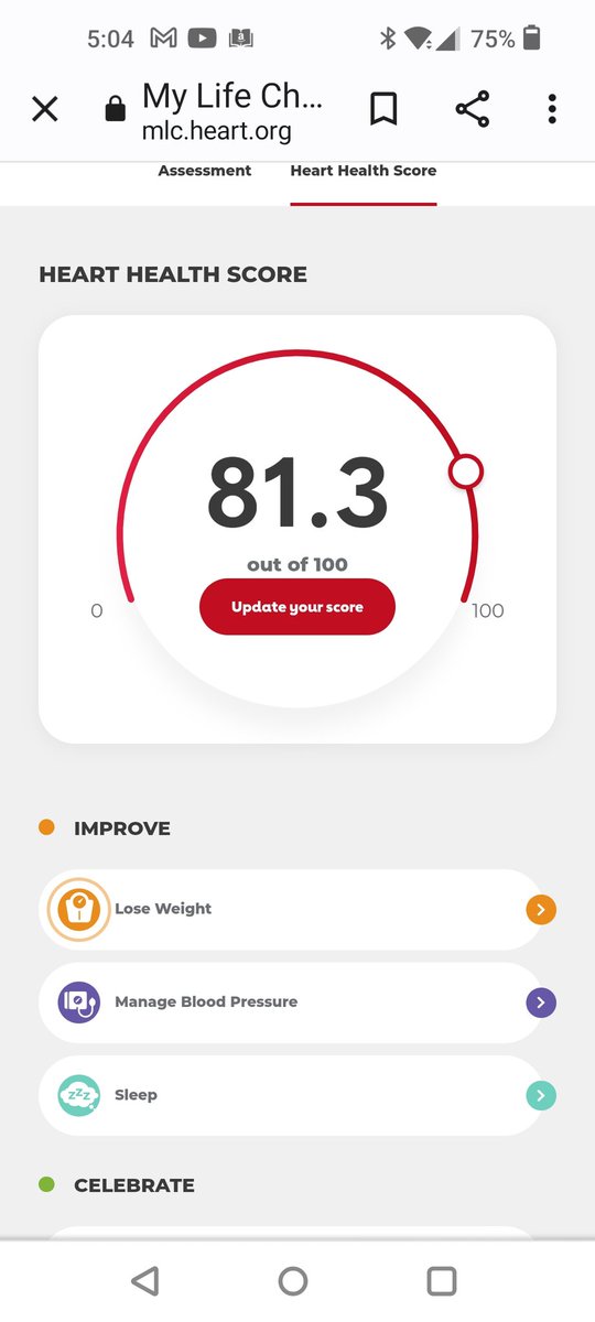 parristx's tweet photo. Tried out the new "My Life Check"- https://t.co/x0u0cx5Bmx
and scored a B-. 🤔
They listed the things I need to work on.
#hearthealth #mylifecheck
#heart #health https://t.co/42sbDWmqcA