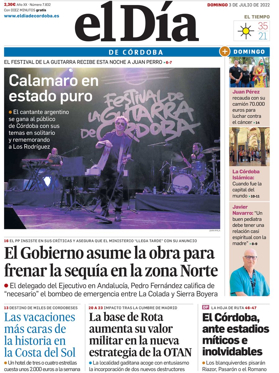 ¡Buenos días! Esta es la portada de la edición de papel en este 3 de julio. Toda la actualidad en eldiadecordoba.es