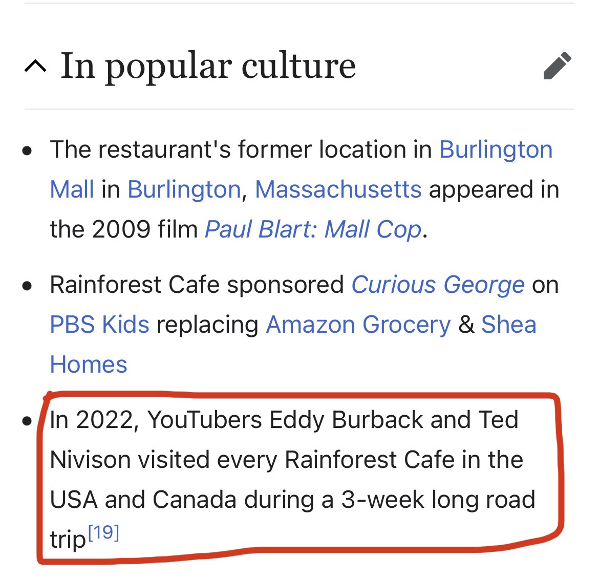 we have entered the rainforest cafe hall of fame alongside paul blart and curious george