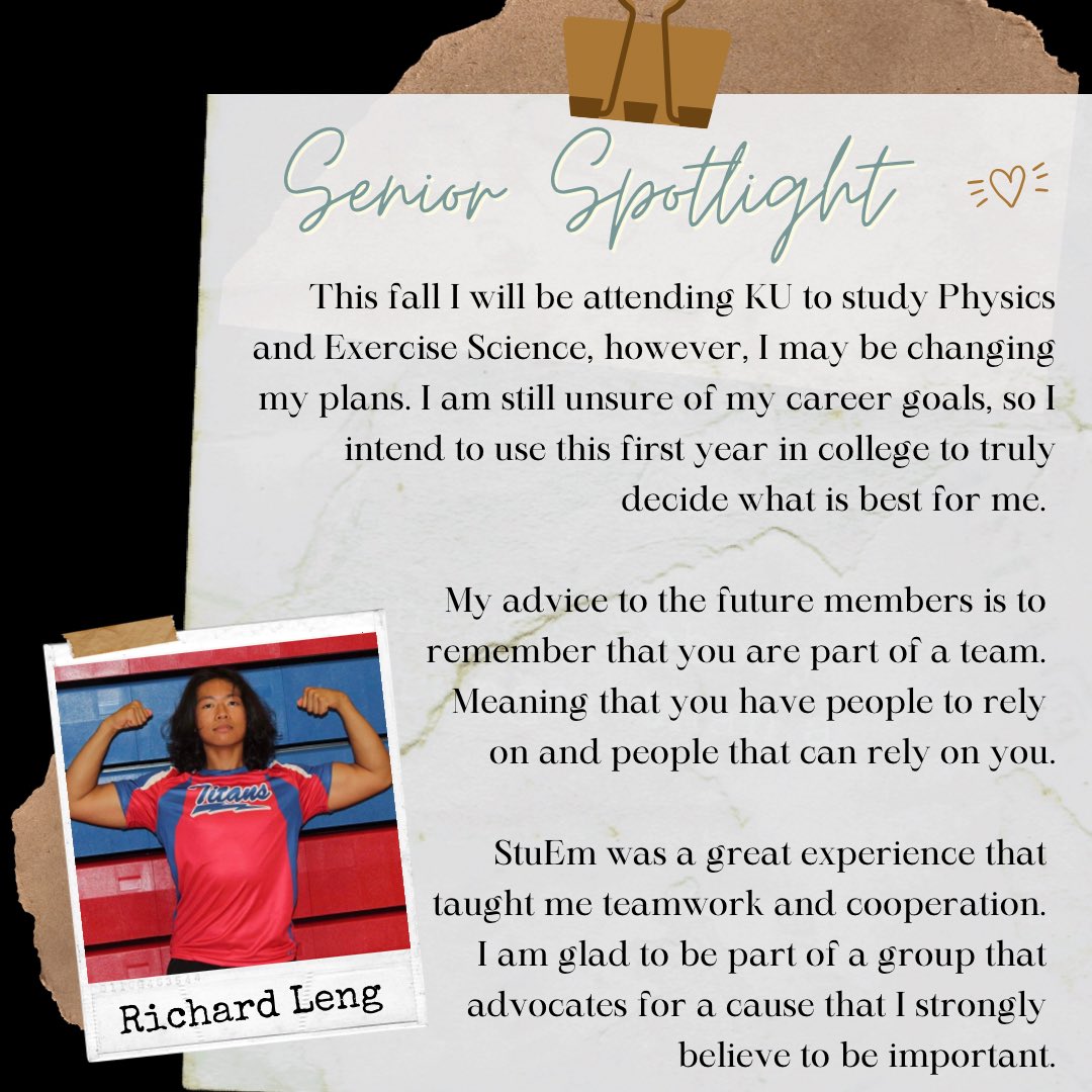 StuEmpowerment's tweet image. Grad highlights! 

Today we highlight our 2020-22 Research Director, Richard Leng. Richard has been our Research Director since we first started, and has recently graduated from South High. Richard will be attending KU this fall as a Chancellor’s scholar.