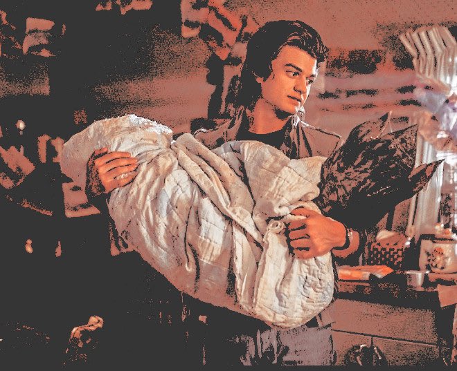Steve Harrington and his new bundle of joy ( ?? ) either way. That’s one 𝙪𝙜𝙡𝙮 baby.