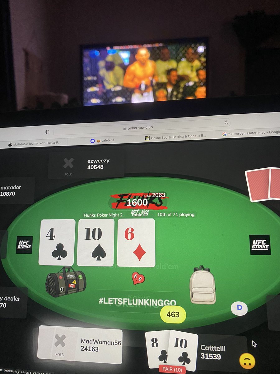 Catttelll's tweet image. @flunks_nft  poker night heating up!!! 180 started down to the last 70… @UFCStrikeNFT making the night even sweeter!! #flunksonflow