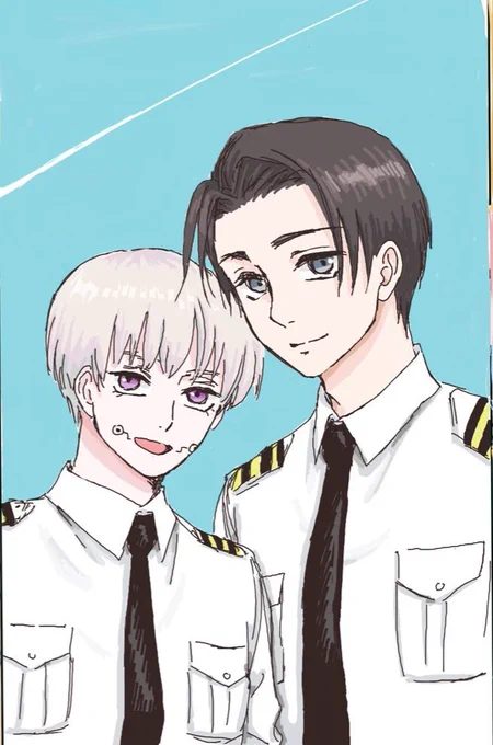 昨日の絵チャのお題「職業」パイロットにしました 