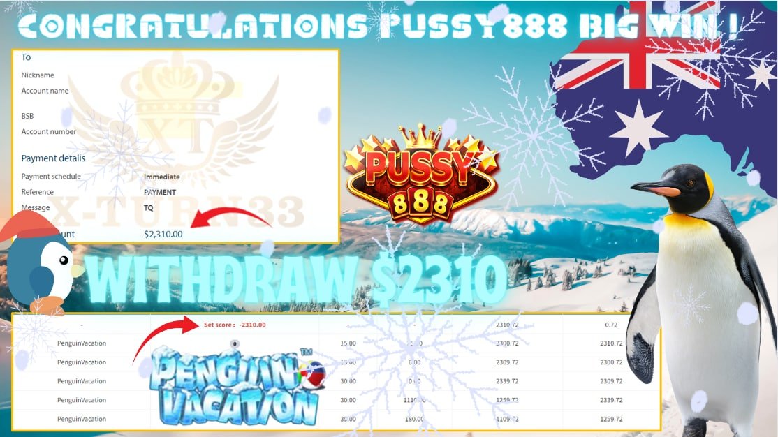 Xturn33's tweet photo. Congratulation To Player Get BIG WIN ❗️❗️❗️

🎮Product : Pussy888 
🎰Game Tips : PENGUIN VACATION
💵Withdraw :  AUD  2310

► Player Deposit AUD 50 + 10%
► Player Make Withdraw AUD 2310

Lowest Offers In Market  
Low Bonus Low Rish High Return

Find Us On
https://t.co/0Sx6INttad https://t.co/bMGzBsE7G8