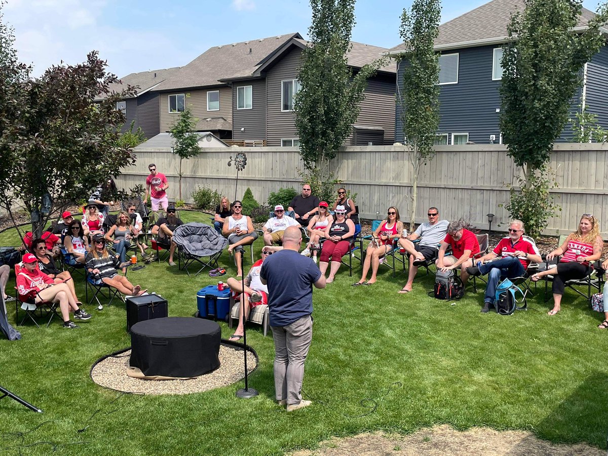 It was back to the for our third annual Canada Day show in the Orchards in south #yeg 
<a href="/dantaylortalks/">Daniel Taylor</a> had the audience rolling! 
#firepitcomedy #firepitcomedytour #comedy