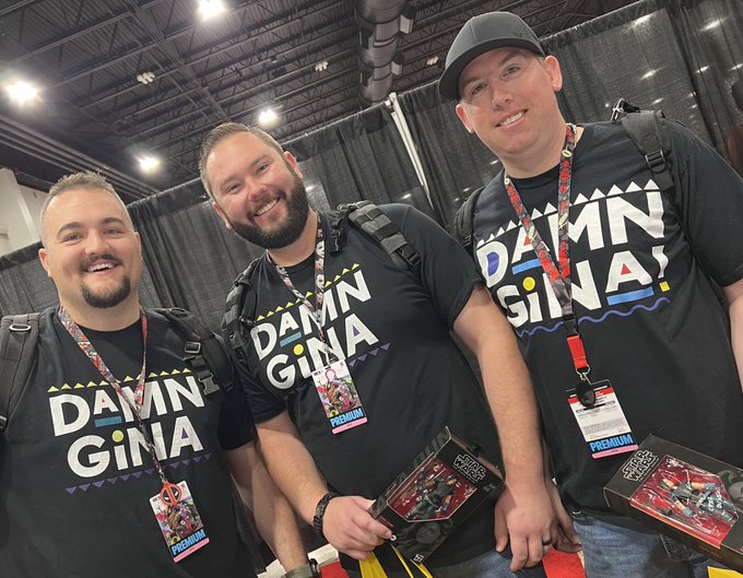These guys wearing #DAMNGINA shirts at the @fanexpodenver today had me 🤣🤣❤️. Love it. 