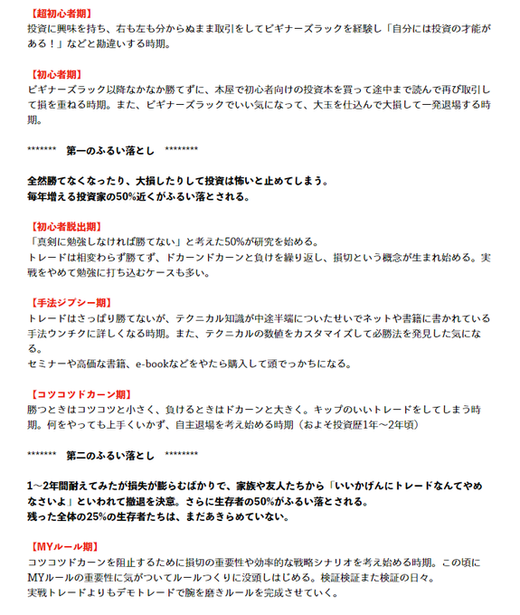 million_trader8's tweet photo. 添付画像はトレーダーの一般的な成長過程です。私は5年半かけてようやく【自宅ATM期】まで来ました😄最初の1年半で－1,000万を溶かし最低最悪のどん底の日々を送っていましたが続けてきて本当に良かった。あとは第四のふるい落としに耐えて【神の領域】にいくまでですね。皆さんはどのステージですか？ https://t.co/paYCRP6RuW
