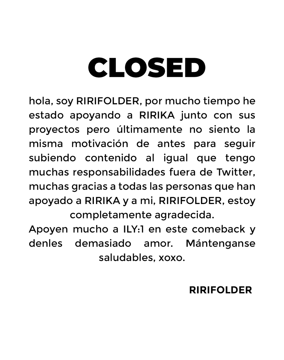 RIRIFOLDER's tweet photo. [CLOSED] (ENG/SPA)
thank u so much for all. 💗 https://t.co/V1gETN5SGT