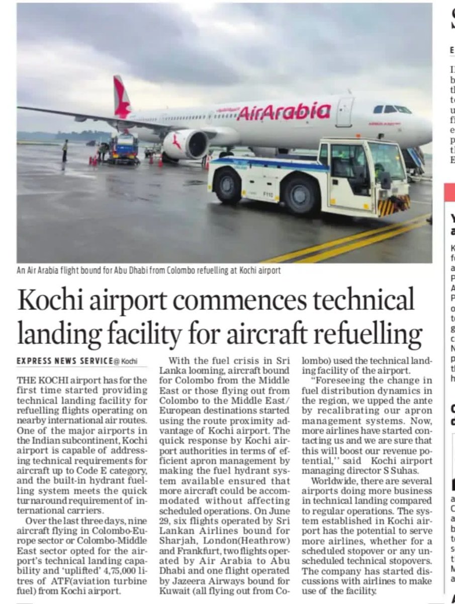 KochiAirport's tweet image. CIAL started a technical landing facility for refuelling of airplanes
#CIAL #KochiAirport  #CodeE #inbuilt #hydrant #fuellingsystem  #international #carriers
