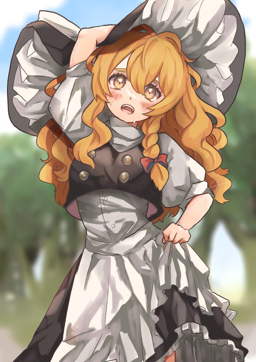 kirisame marisa 1girl hat blonde hair witch hat solo braid open mouth  illustration images