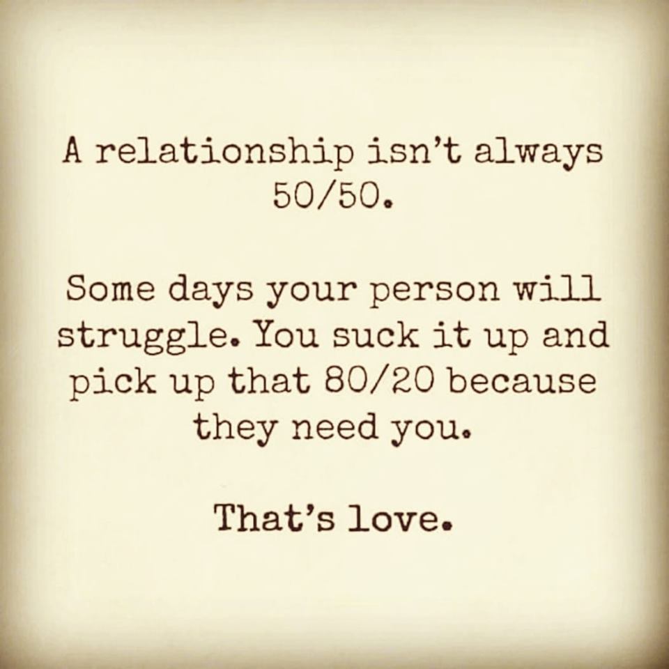 LifeWithJohn's tweet photo. A relationship isn't always 50/50. There are some days, your life partner needs you more . Agree? ~ #Relationships https://t.co/0fziizpsp1
