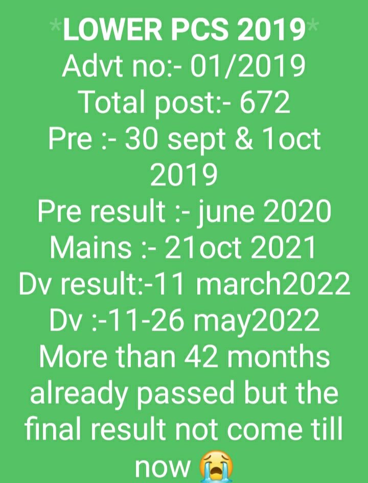 <a href="/UPGovt/">Government of UP</a> #Declare_LOWERPCS2019_FinalResult 
<a href="/myogiadityanath/">Yogi Adityanath</a> माननीय मुख्यमंत्री जी , अब तो anm का काम समाप्त हो चुका होगा क्योंकि ये भर्ती आपके 100 दिन की कार्ययोजना में शामिल था ! 
 lower 2019 की भर्ती का भी फाइनल परिणाम जल्द जारी करने का आदेश upsssc को जारी कर देते , बड़ी कृपा होती !