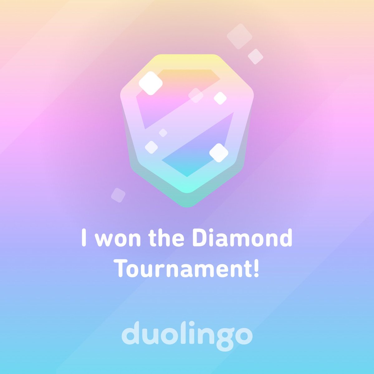 TABellmond's tweet photo. I won the Diamond Tournament on Duolingo! It’s free, fun, and effective for learning languages. https://t.co/aqlY2OfnzZ