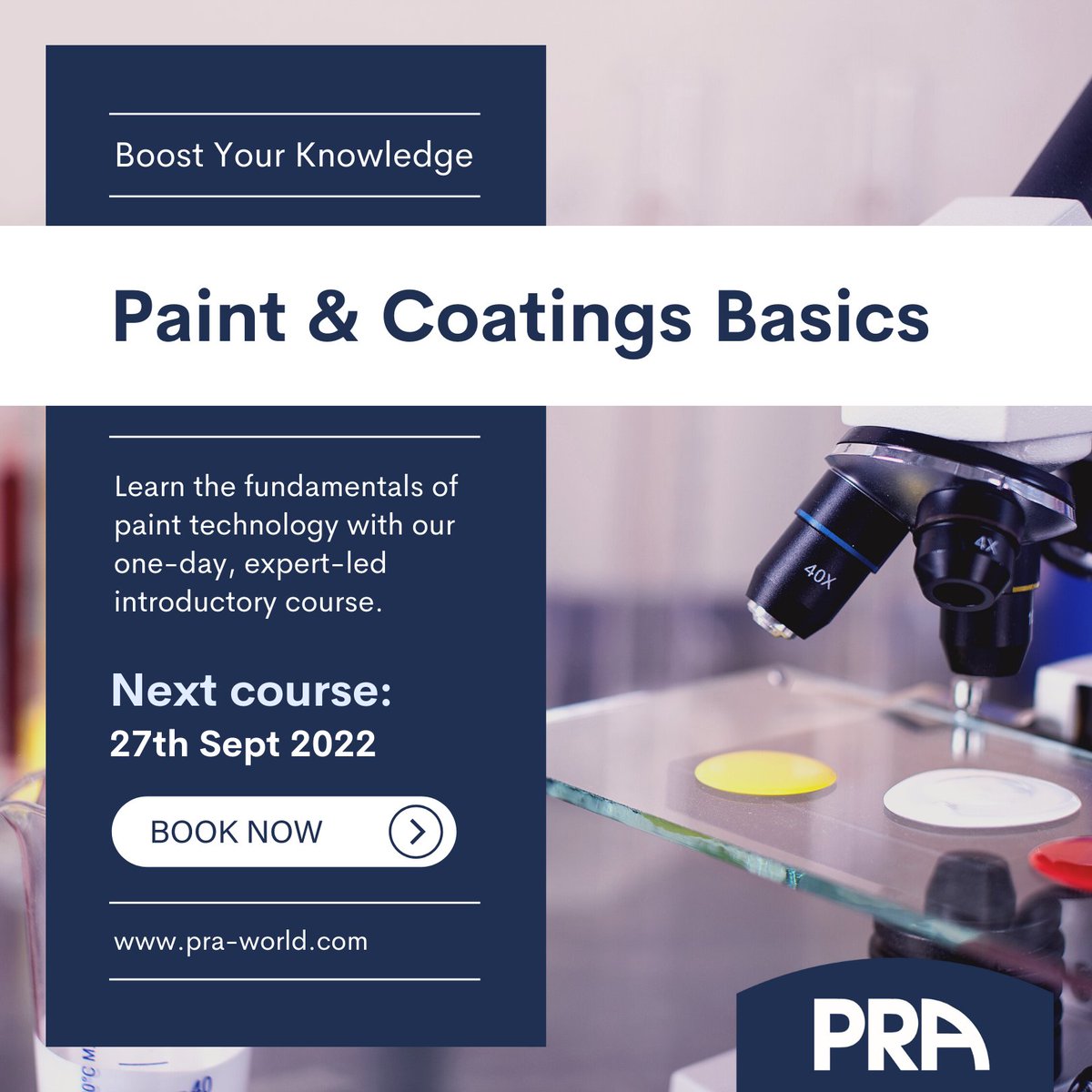 Based on decades of industry experience, our one-day expert-led Paint &amp; Coatings Basics course spans the fundamentals of paint technology for newcomers in the field &amp; those without a scientific background. 

Book now for our next course on 27th Sept: pra-world.com/training-cours…