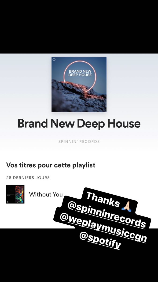 RICHARD BAHERICZ (@richardbahericz) on Twitter photo Merci <a href="/SpinninRecords/">Spinnin' Records</a> ππ»
Mon dernier titre dans la playlist Brand New Deep House
<a href="/WEPLAYMusicCGN/">WEPLAY Music</a> <a href="/Spotify/">Spotify</a> Merci <a href="/SpinninRecords/">Spinnin' Records</a> ππ»
Mon dernier titre dans la playlist Brand New Deep House
<a href="/WEPLAYMusicCGN/">WEPLAY Music</a> <a href="/Spotify/">Spotify</a>
