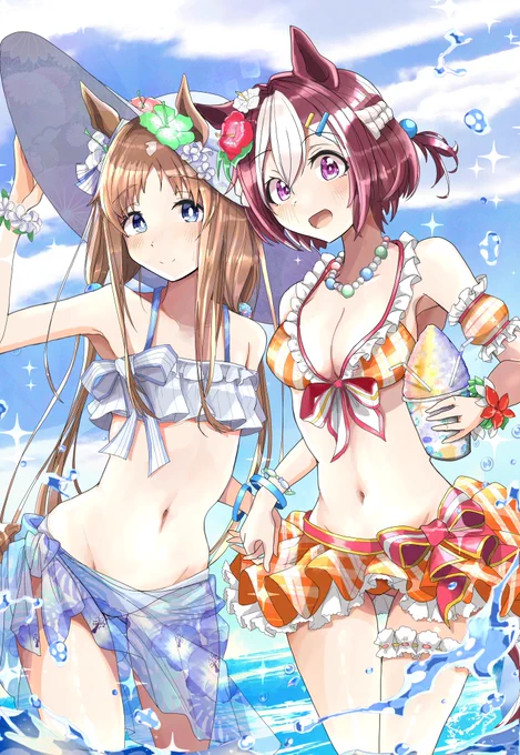 グラスペ水着漫画。毎日王冠までに4k痩せた理由。#ウマ娘 #スペシャルウィーク #グラスワンダー 