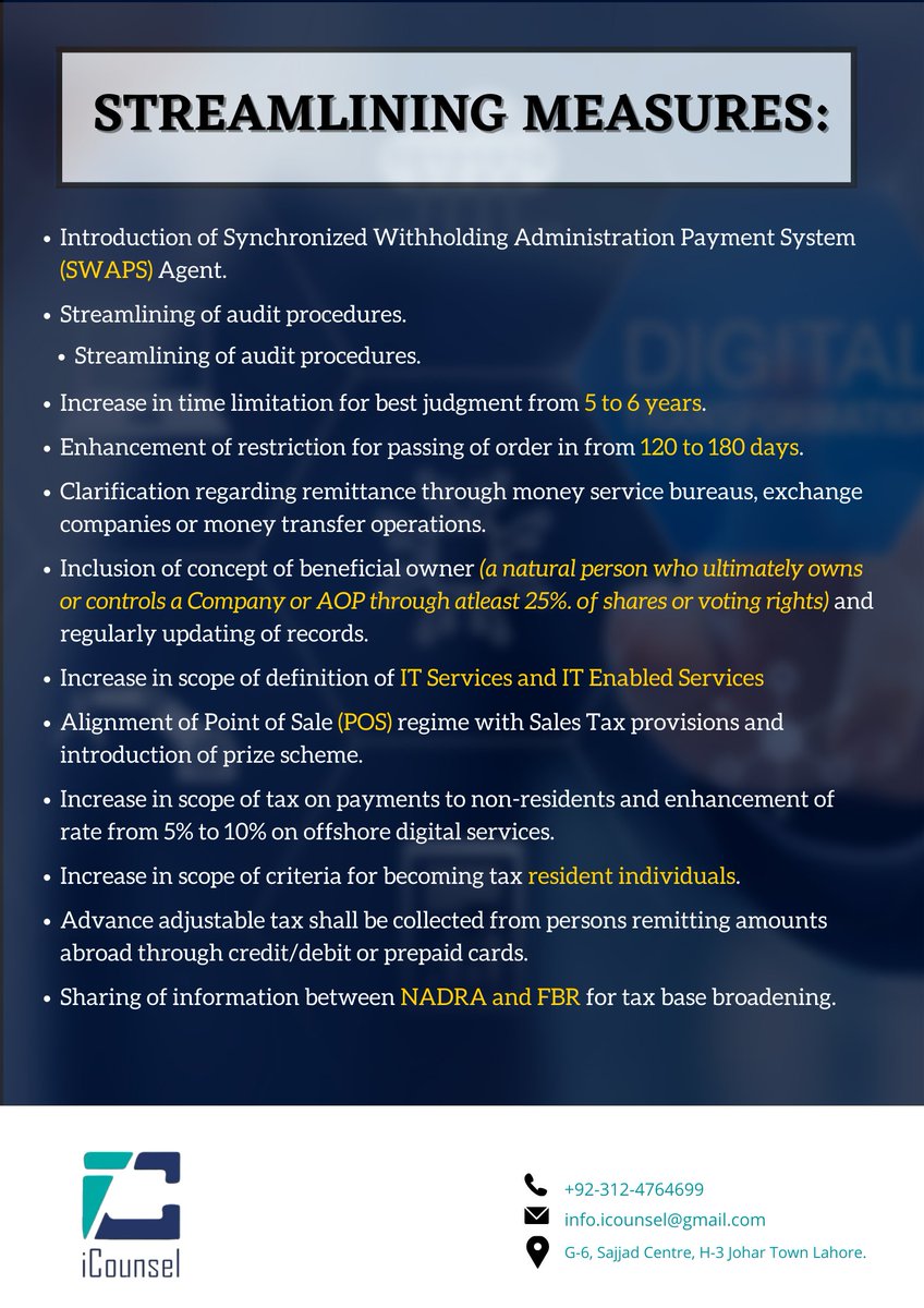 iCounsel4's tweet photo. #iCounsel #Taxcounsultant #Filer #FBR #Corporateconsultant #Incometax #salestax #financialanalyst #BusinessAdvisor #finance #taxreturns #taxation #accountant #amazonbusiness #entrepreneur #changesFinanceAct2022 #FinanceAct2022 https://t.co/hItAGChZji