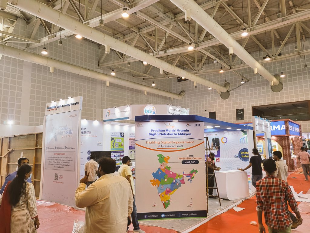 PatankarRishi's tweet photo. @PMGDISHA Stall taking shape at the Digital India Week 2022 Exhibition at Gandhinagar Gujarat @dintya15 @ceo_csc @_DigitalIndia https://t.co/n0rV9SqrKM