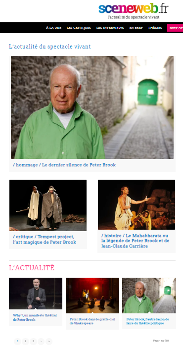 sceneweb's tweet photo. [hommage] @sceneweb bouleverse sa Une et rend hommage à l'immense Peter Brook https://t.co/DgFsUrzPbb @BouffesDuNord https://t.co/DG2Sk4RsZh