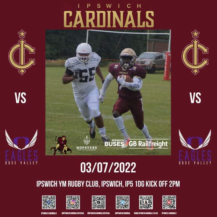 IpswichCardinal's tweet photo. IT’s GAMEDAY!!
Come down and watch you Cardinals take on Ouse Valley Eagles today from 2pm!
Fresh BBQ, bar, music and of course FOOTBALL!
#BAFANL #ipswichbuses #EastAnglianAirAmbulance #ipswichcardinaljnrs #hopsters #ALLIN #ipswichcardinals #sponsors2022 #gbrailfreight https://t.co/yoOWjB65fu