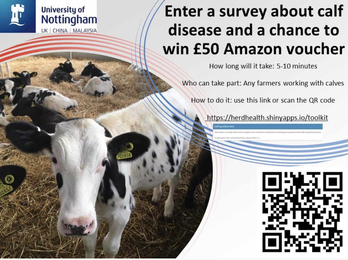Ginny (@ginnysherwin) on Twitter photo Rear calves? Then we are interested in how you are making decisions on treating calves.
Please fill in this survey: herdhealth.shinyapps.io/toolkit/ Takes 5-10 minutes and there is a chance to win an Amazon £50 voucher. No wrong answers.
Thank you <a href="/herdhealth/">RuminantPopnHealth</a>
#farming #dairy #ahdb Rear calves? Then we are interested in how you are making decisions on treating calves.
Please fill in this survey: herdhealth.shinyapps.io/toolkit/ Takes 5-10 minutes and there is a chance to win an Amazon £50 voucher. No wrong answers.
Thank you <a href="/herdhealth/">RuminantPopnHealth</a>
#farming #dairy #ahdb