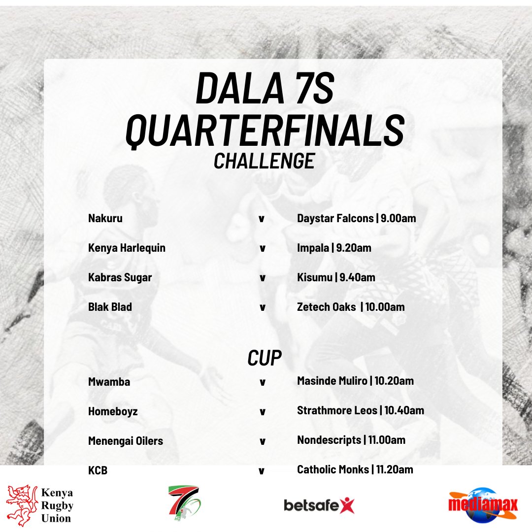 Today's morning Fixture 🏉
Get your tickets from <a href="/tiko_hub/">TikoHUB</a> or at the gate to enjoy Day 2 of some amazing 7s rugby.
#BlessedSunday
#TwendeDala7s